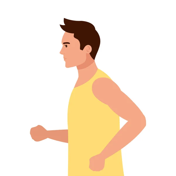 Man running, man in sportswear jogging, male athlete, sporty person — Stock Vector