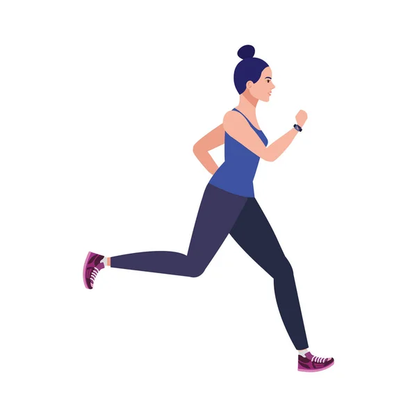 Vrouw hardlopen, vrouw in sportkleding joggen, vrouwelijke atleet op witte achtergrond — Stockvector