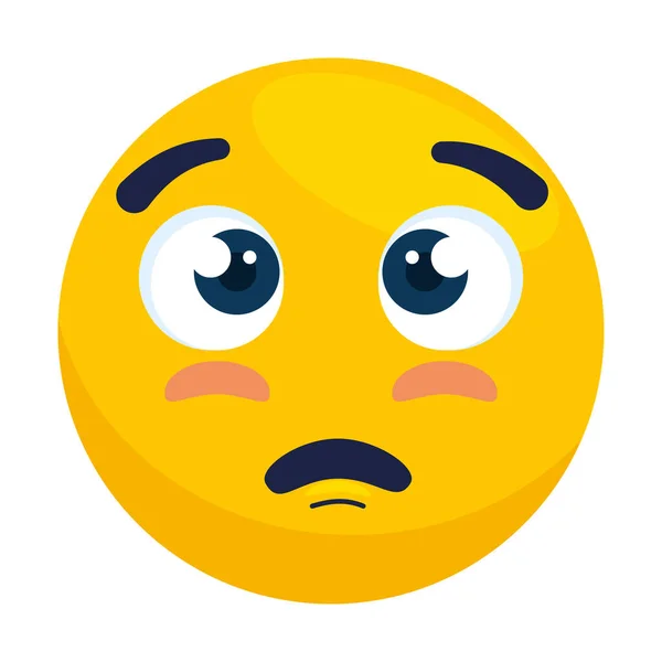 Emoji con los ojos abiertos y cara de favor, cara amarilla con cara de favor, sobre fondo blanco — Vector de stock