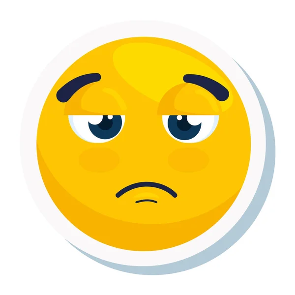 Emoji sulky, face yellow sulky, on white background — Stock Vector