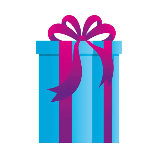 Caixa de presente presente, cor roxa e azul, no fundo branco —  Vetores de Stock