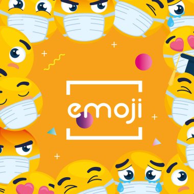 Emojili çerçeve, çerçeve dekorasyonunda yüzler sarı