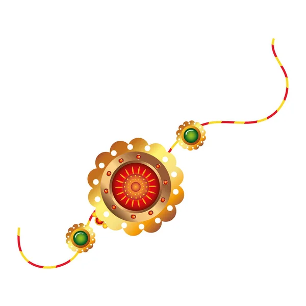 Raksha bandhan, náramek rakhi s květinou na bílém pozadí — Stockový vektor