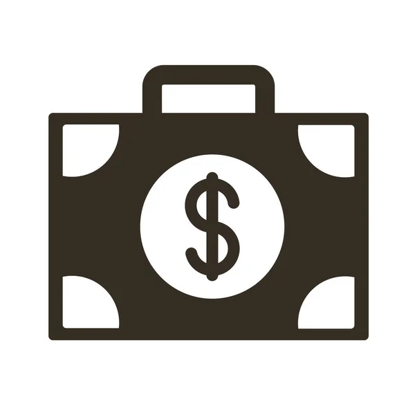 Portfolio met geld dollars silhouet stijl pictogram — Stockvector
