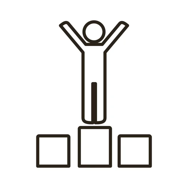 Zakenman figuur in podium lijn stijl pictogram — Stockvector