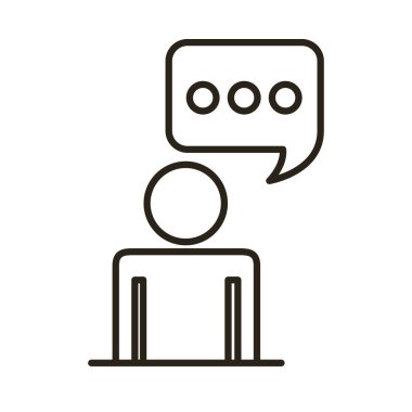 Konuşma baloncuğu tarzı simgesi olan işadamı figürü