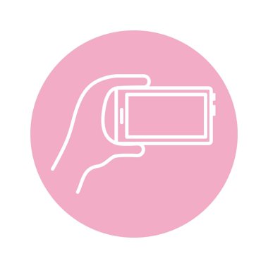 Akıllı telefon aygıtı blok biçimi simgesi kullanan el