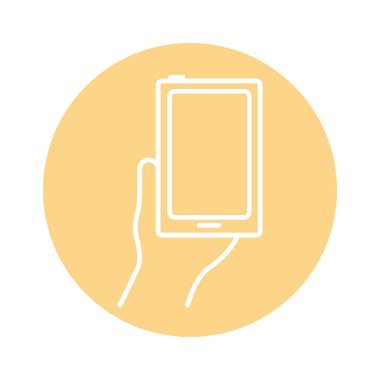 Akıllı telefon aygıtı blok biçimi simgesi kullanan el