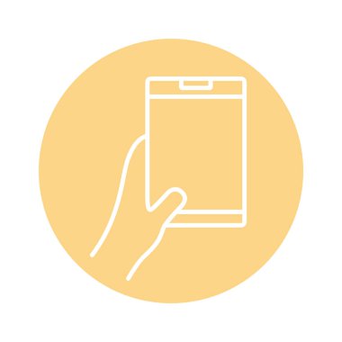 Tablet aygıtı blok biçimi simgesi kullanan el