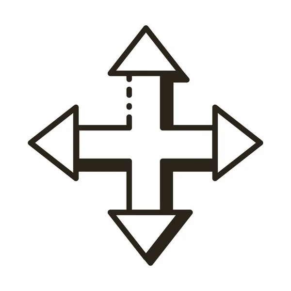 多方向矢印ラインスタイルのアイコン — ストックベクタ