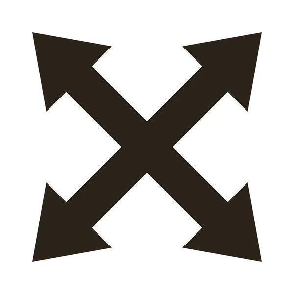 Multidirectionele pijlen silhouet stijl pictogram — Stockvector