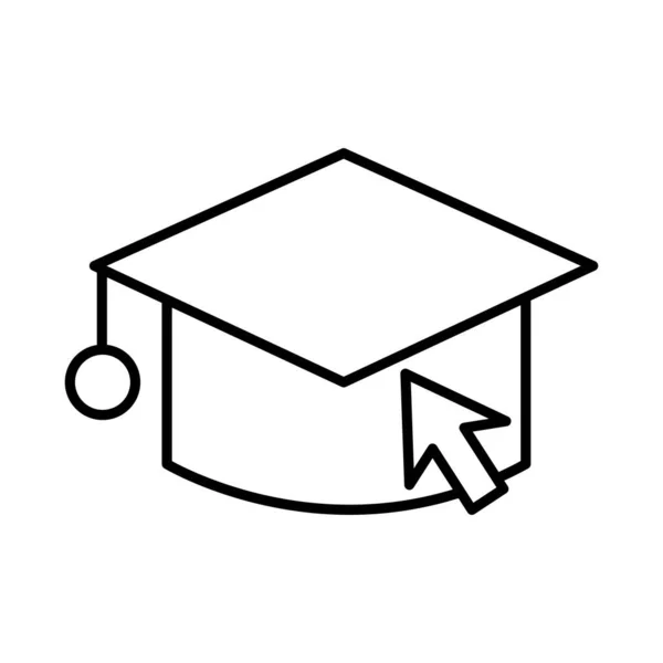Sombrero de graduación con la flecha icono de estilo de línea del ratón — Archivo Imágenes Vectoriales