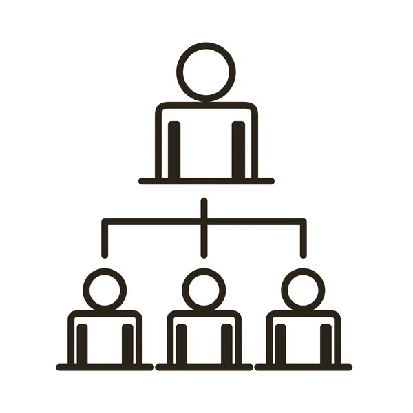 Businessmen teamwork figures network line style icon — Stock Vector