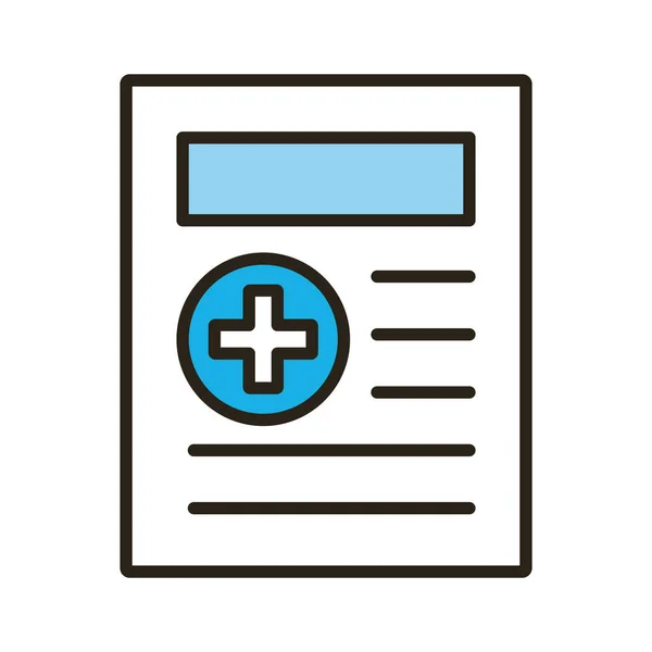 Document with medical cross symbol — Stock Vector