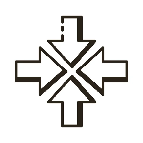 Flechas multidireccionales línea estilo icono — Archivo Imágenes Vectoriales