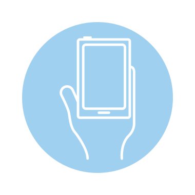 Akıllı telefon aygıtı blok biçimi simgesi kullanan el