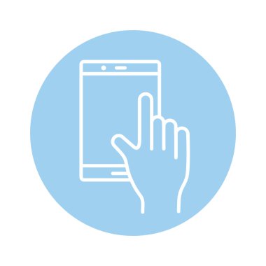 Tablet aygıtı blok biçimi simgesi kullanan el