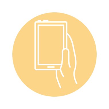 Akıllı telefon aygıtı blok biçimi simgesi kullanan el