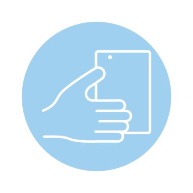 Tablet aygıtı blok biçimi simgesi kullanan el