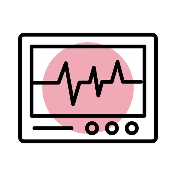 Medicinsk ekg maskin kardiologi pulslinje ikon — Stock vektor