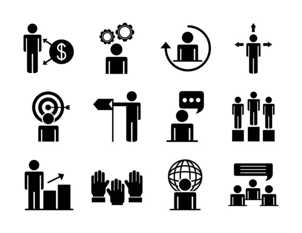 Bundel van zakenmensen avatars set iconen — Stockvector