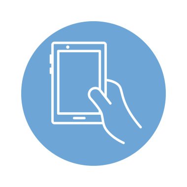 Akıllı telefon aygıtı blok biçimi simgesi kullanan el