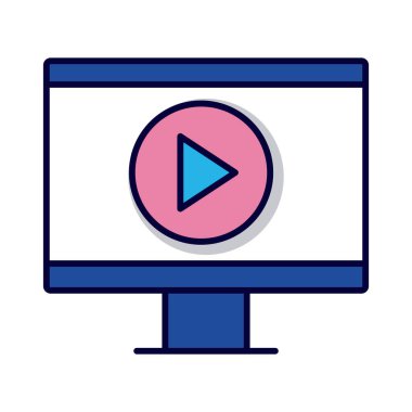 Oynat düğmesi çevrimiçi eğitim çizgisi biçimi olan masaüstü