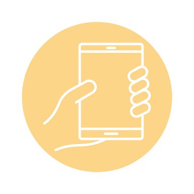 Tablet aygıtı blok biçimi simgesi kullanan el