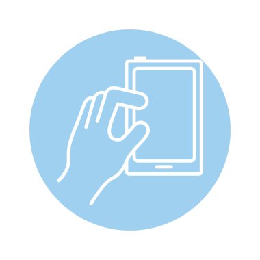 Akıllı telefon aygıtı blok biçimi simgesi kullanan el