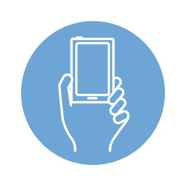 Akıllı telefon aygıtı blok biçimi simgesi kullanan el