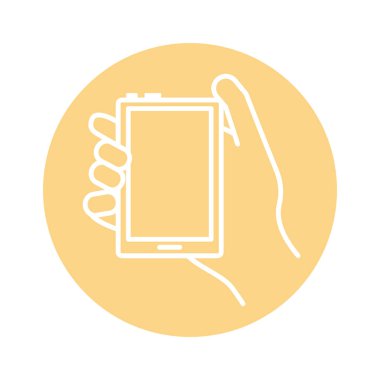 Tablet aygıtı blok biçimi simgesi kullanan el