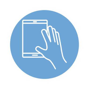 Tablet aygıtı blok biçimi simgesi kullanan el