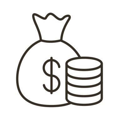 para çantası ve madeni para çizgisi biçimi simgesi