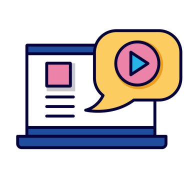 Konuşma baloncuğu satırında ortam oynatıcı düğmesi olan ve biçim simgesini dolduran dizüstü bilgisayar