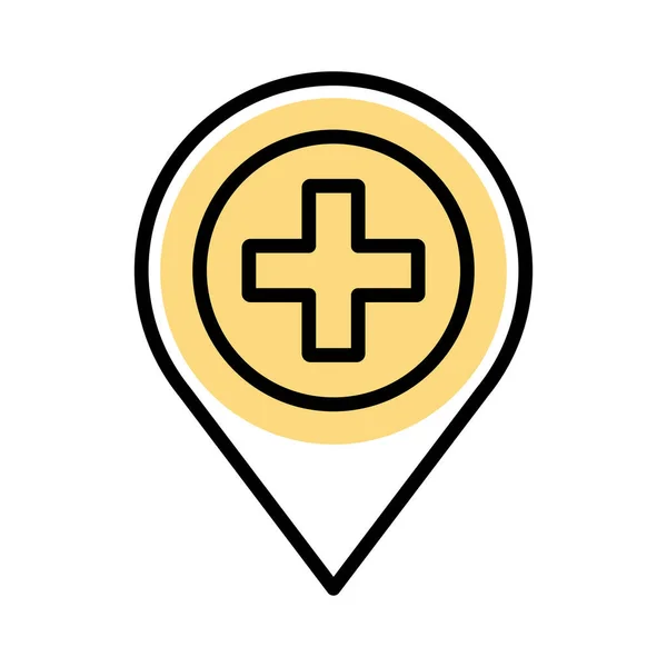 Medical cross symbol in pin location line style — Stock Vector