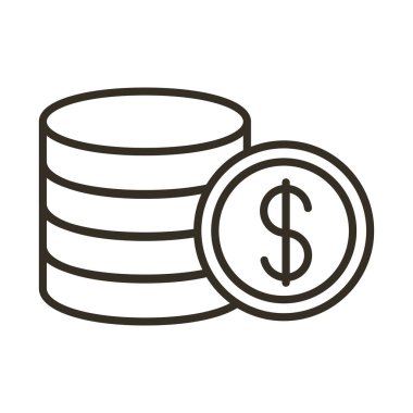 Sikkeler para dolar çizgi biçim simgesi