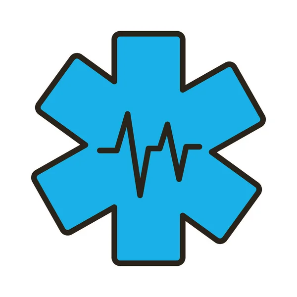 Croix médicale symbole ligne et style de remplissage — Image vectorielle