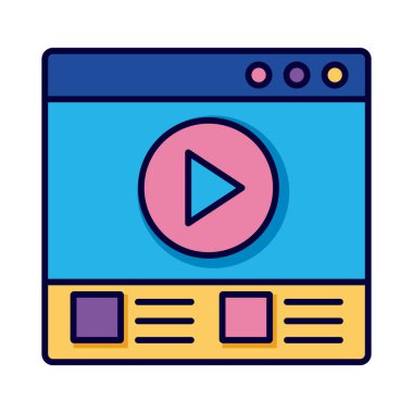 Web sayfasını oynat düğmesi eğitimi çevrimiçi satırı ve biçim simgesini doldur