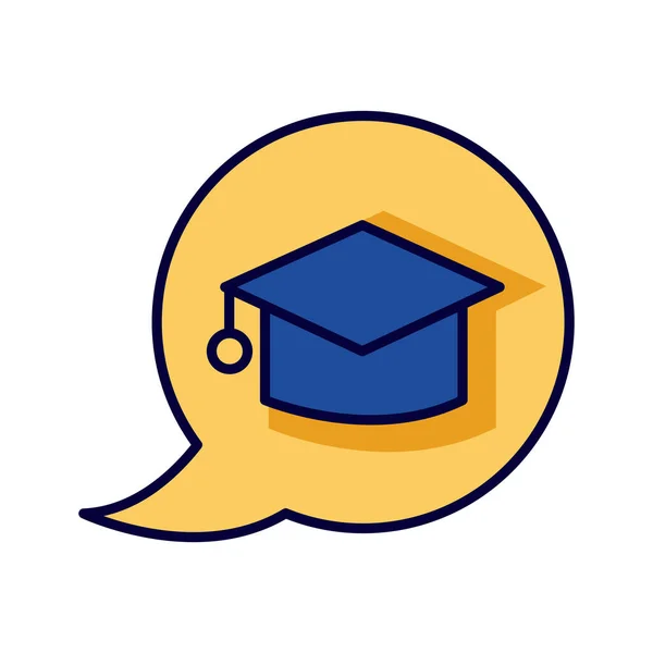 Hat graduation in speech bubble line and fill style icon — Stock Vector