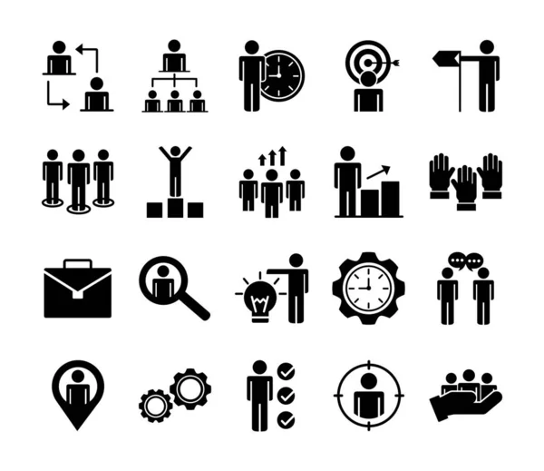 Bundel van zakenmensen avatars set iconen — Stockvector