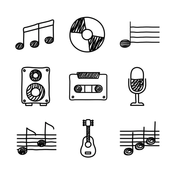 Bundle of music set icons — Stock Vector