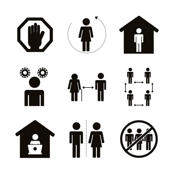 Pacote de ícones de conjunto social distância —  Vetores de Stock