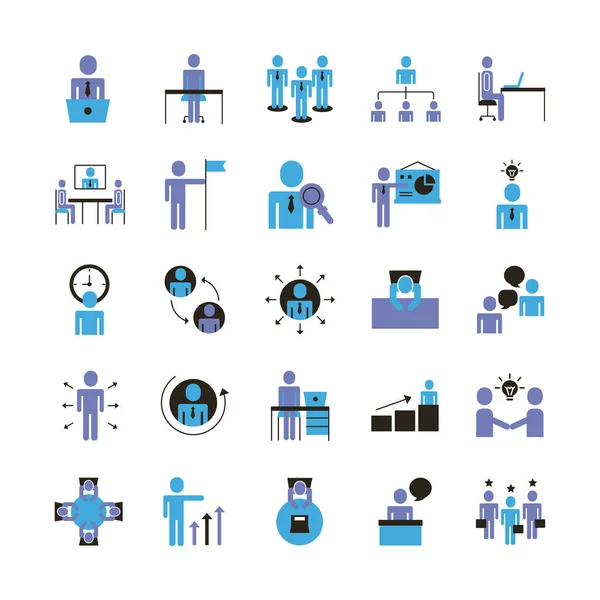 Bundle of business people avatars set icons — Stock Vector