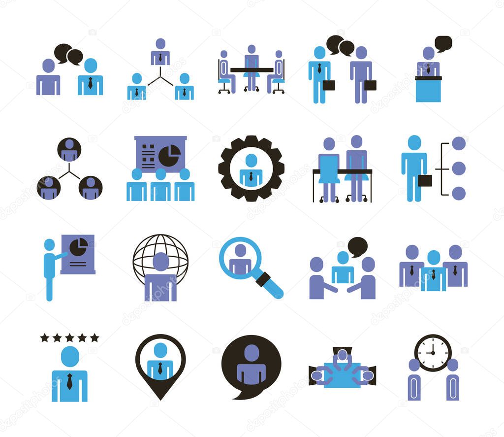 bundle of business people avatars set icons