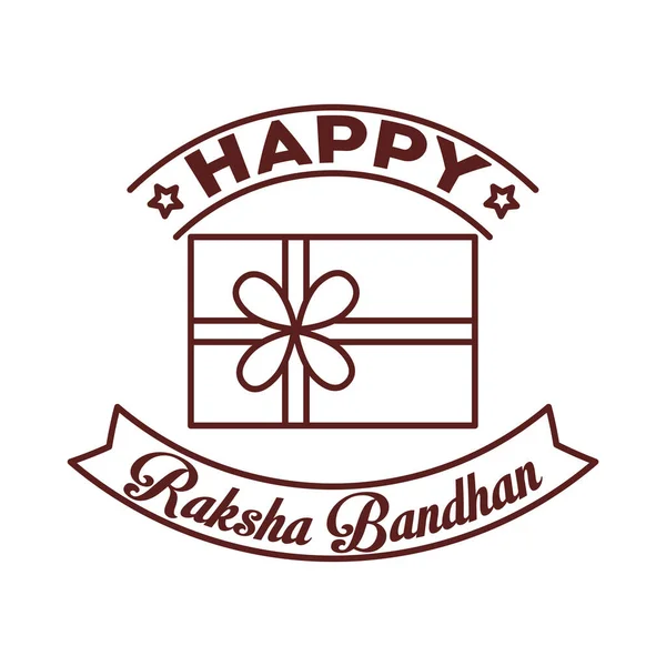 Happy raksha bandhan feest met gift line stijl — Stockvector