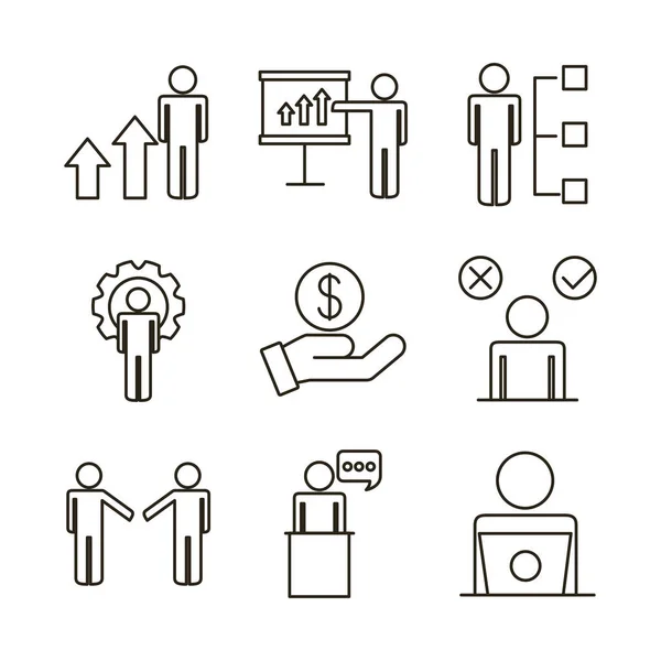 Bundle of business people avatars set icons — Stock Vector