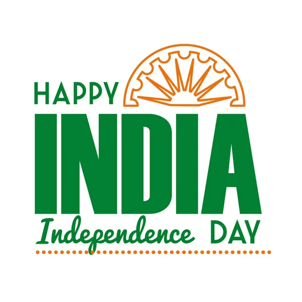 Independece ημέρα india γιορτή με Ashoka chakra γραμμή στυλ εικονίδιο — Διανυσματικό Αρχείο