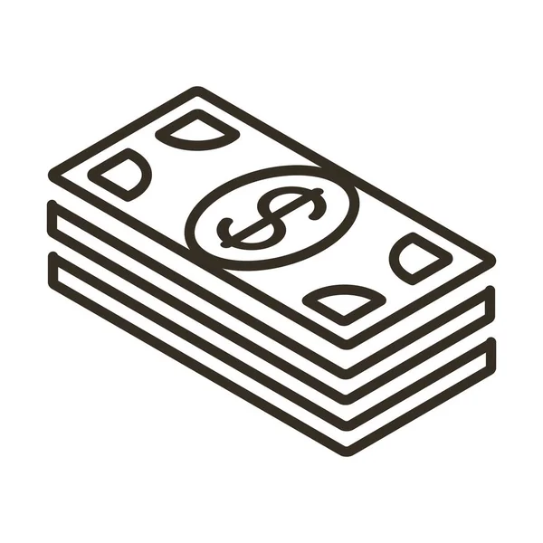 Bills money dollars line style icon — Stock Vector