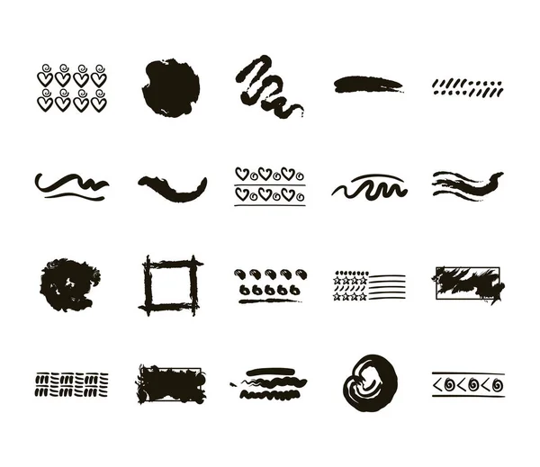 Paquete de diseño creativo con iconos de pinceladas — Archivo Imágenes Vectoriales