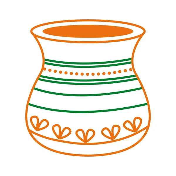 Jarra de cerámica estilo línea hindú icono — Vector de stock